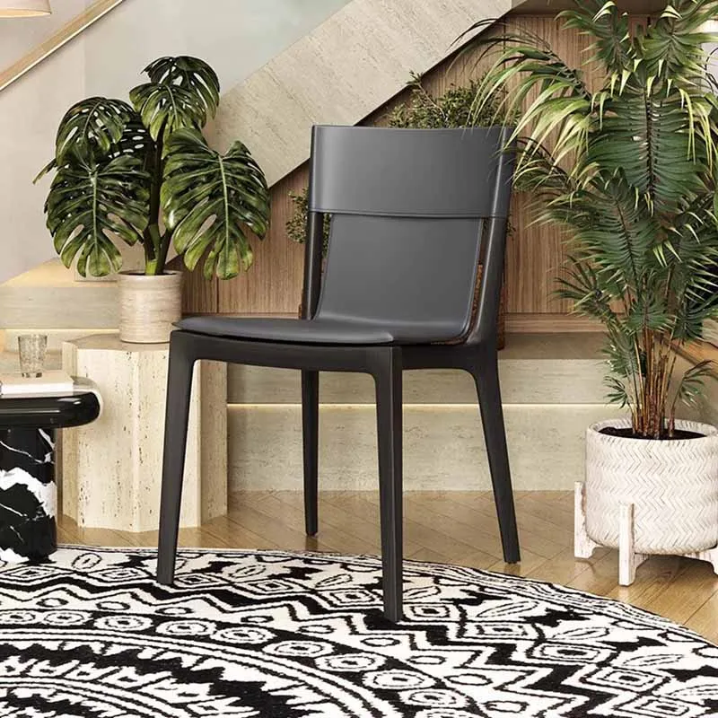 Водонепроницаемые дизайнерские обеденные стулья, черные европейские Модные обеденные стулья с мягкой обивкой, деревянный материал, мебель в итальянском стиле Muebles Изображение 0