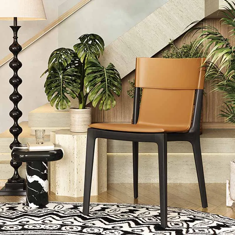 Водонепроницаемые дизайнерские обеденные стулья, черные европейские Модные обеденные стулья с мягкой обивкой, деревянный материал, мебель в итальянском стиле Muebles Изображение 2