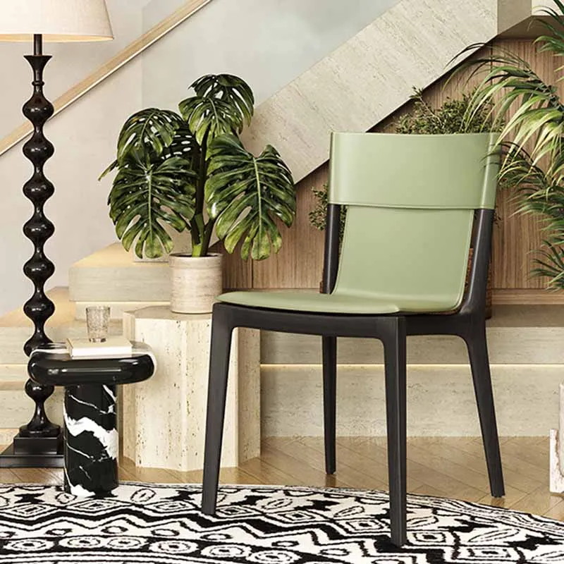 Водонепроницаемые дизайнерские обеденные стулья, черные европейские Модные обеденные стулья с мягкой обивкой, деревянный материал, мебель в итальянском стиле Muebles Изображение 3