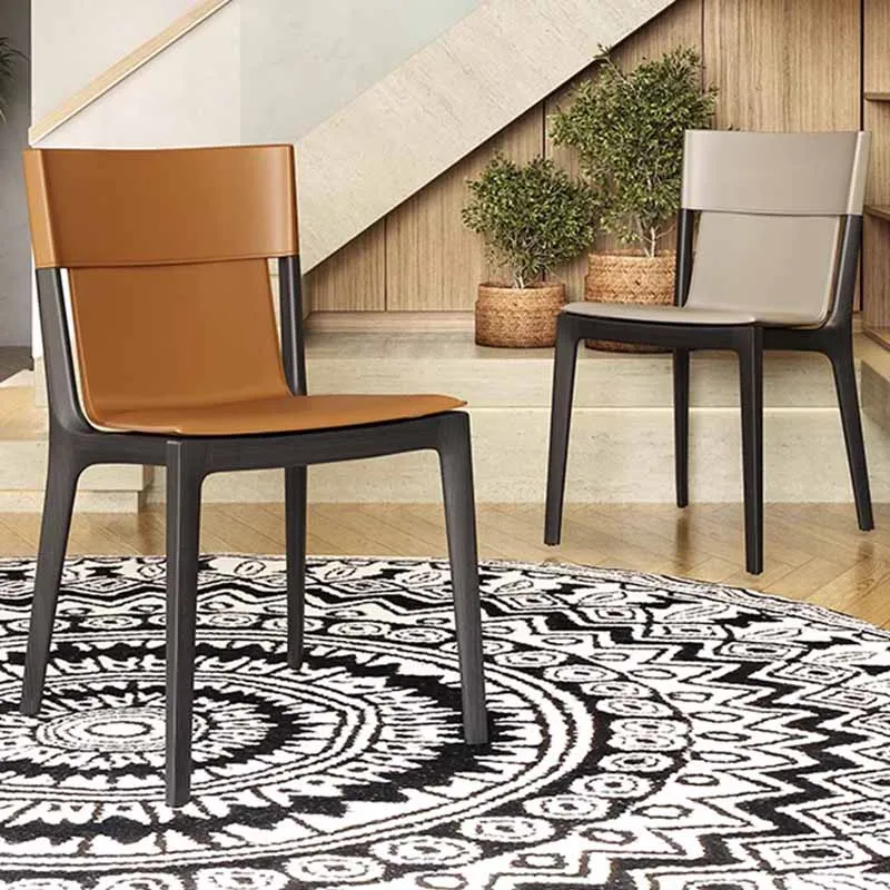Водонепроницаемые дизайнерские обеденные стулья, черные европейские Модные обеденные стулья с мягкой обивкой, деревянный материал, мебель в итальянском стиле Muebles Изображение 5