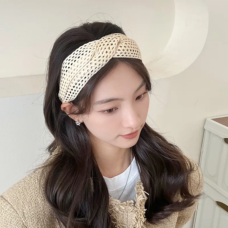 Модная плетеная сетчатая лента для волос для женщин, преувеличенная и минималистичная повязка на голову, украшения для банкета, аксессуары Изображение 0