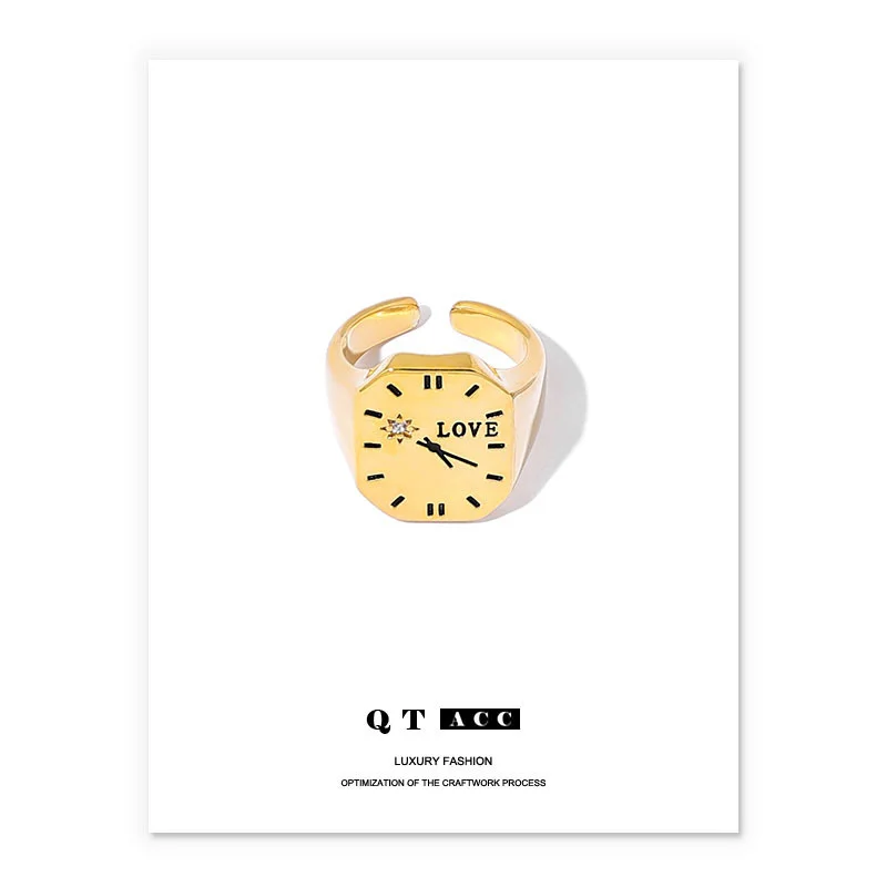 Покрытые латунью из 18-каратного золота / платины/ масла с ручной работы, Сетчатая Красная модная стрелка для часов, кольцо с цирконом в стиле Design Sense Изображение 5