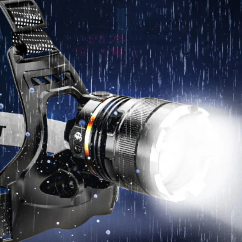 Мощный налобный фонарь с сенсорным зумом, перезаряжаемый налобный фонарик для рыбалки, кемпинга, XHP50, головной фонарь, фары, передний фонарь Изображение 4