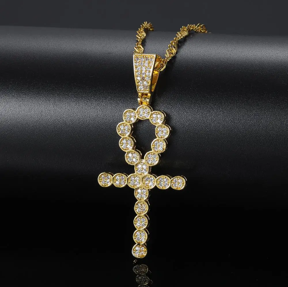 Популярное хип-хоп ожерелье с подвеской в виде креста, Египетское ожерелье с микро-прокладкой AAA + Кубический цирконий Для ювелирных изделий, Рождественский подарок Изображение 0