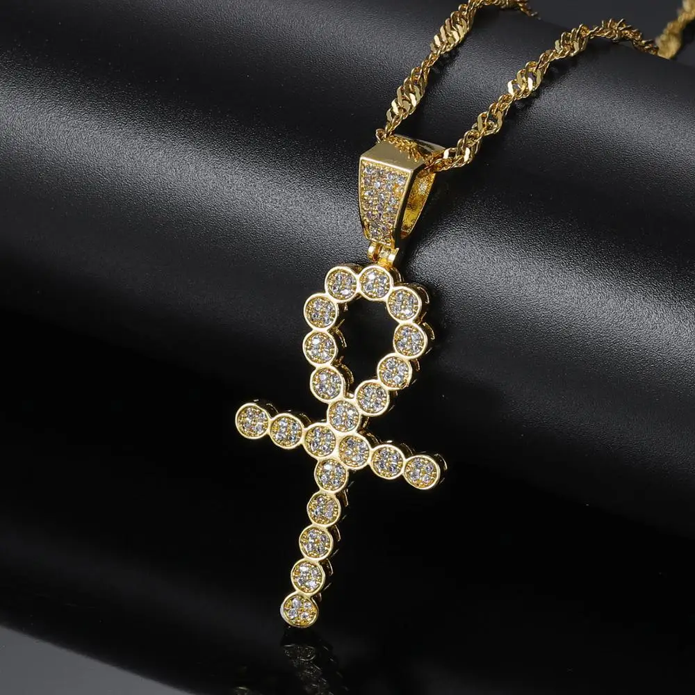 Популярное хип-хоп ожерелье с подвеской в виде креста, Египетское ожерелье с микро-прокладкой AAA + Кубический цирконий Для ювелирных изделий, Рождественский подарок Изображение 1
