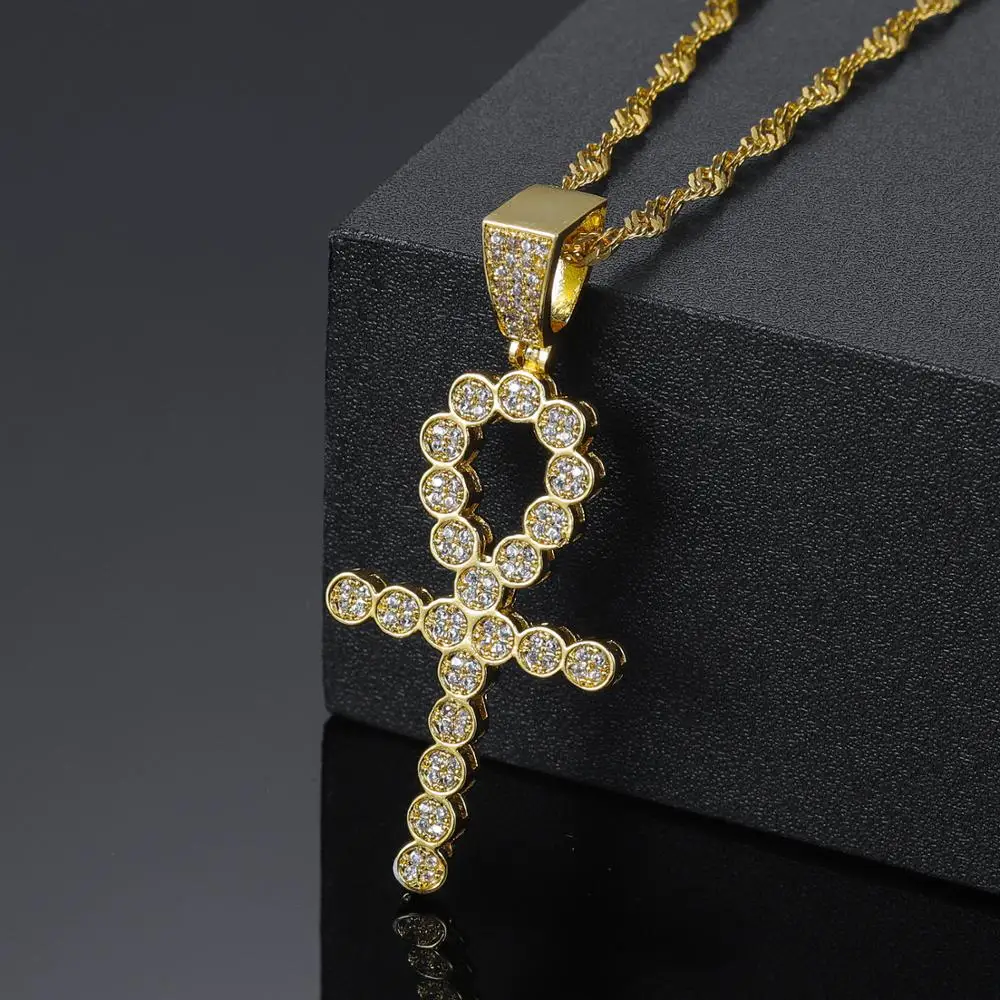Популярное хип-хоп ожерелье с подвеской в виде креста, Египетское ожерелье с микро-прокладкой AAA + Кубический цирконий Для ювелирных изделий, Рождественский подарок Изображение 3