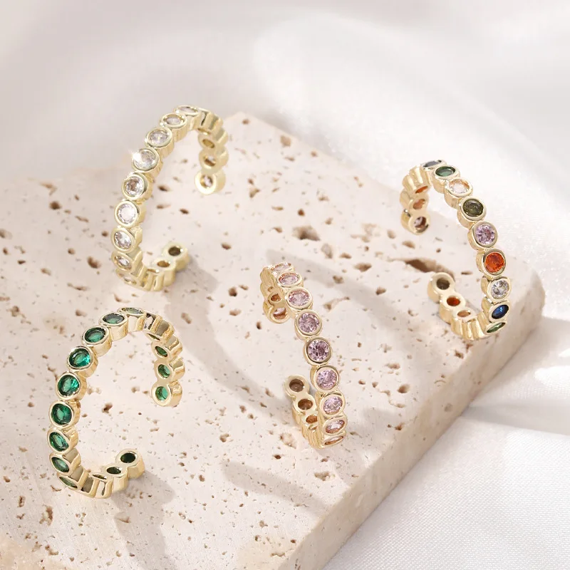 Модные Корейские кольца с цирконием для женщин, простая геометрия, Кристалл Циркония, открытое кольцо на палец, Свадебные украшения, Подарок, бесплатная доставка Изображение 0