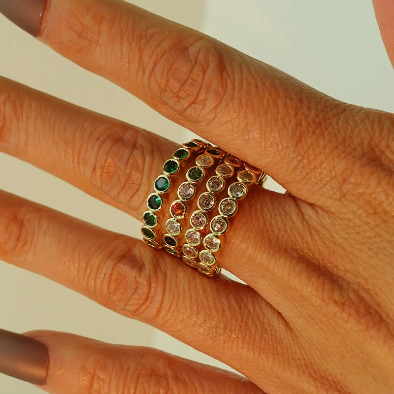 Модные Корейские кольца с цирконием для женщин, простая геометрия, Кристалл Циркония, открытое кольцо на палец, Свадебные украшения, Подарок, бесплатная доставка Изображение 5