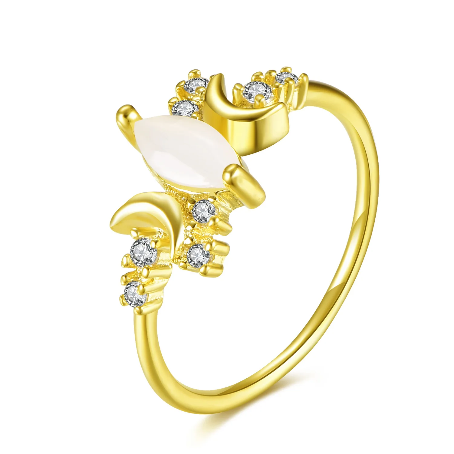 Горячая распродажа новых дам в Европе и Америке, покрытых 14-каратным золотом, инкрустированных опалом, кольцо opal marquise opal ring Изображение 2