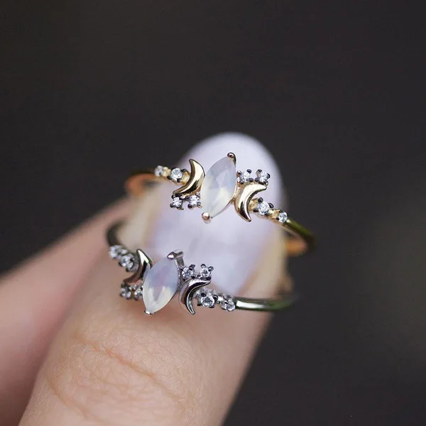 Горячая распродажа новых дам в Европе и Америке, покрытых 14-каратным золотом, инкрустированных опалом, кольцо opal marquise opal ring Изображение 3