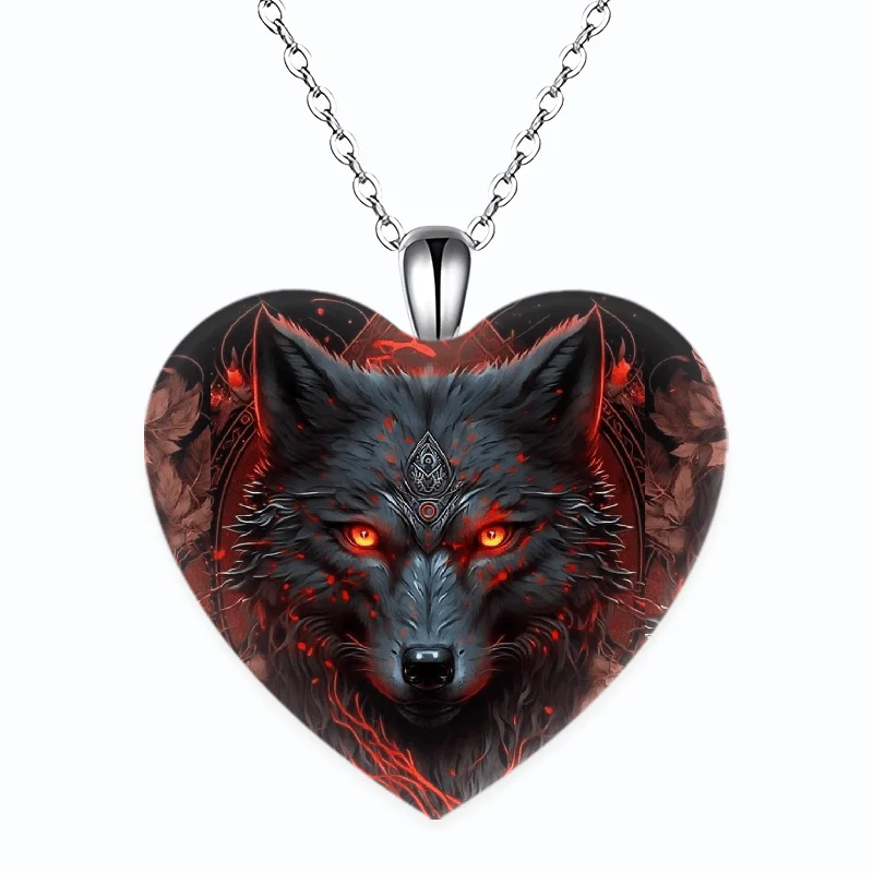 Модное ретро ожерелье с подвеской в виде волчьего сердца для мужчин и женщин, модное ожерелье Изображение 1