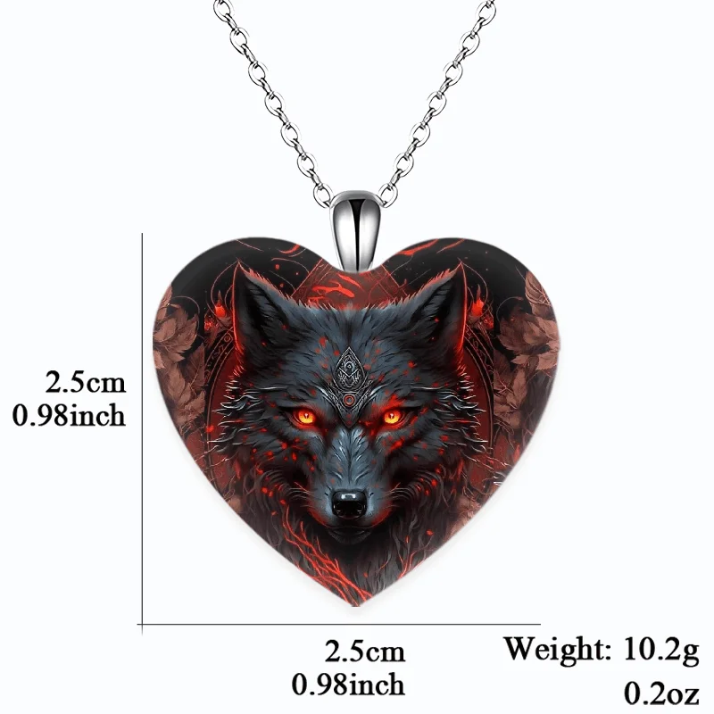 Модное ретро ожерелье с подвеской в виде волчьего сердца для мужчин и женщин, модное ожерелье Изображение 3