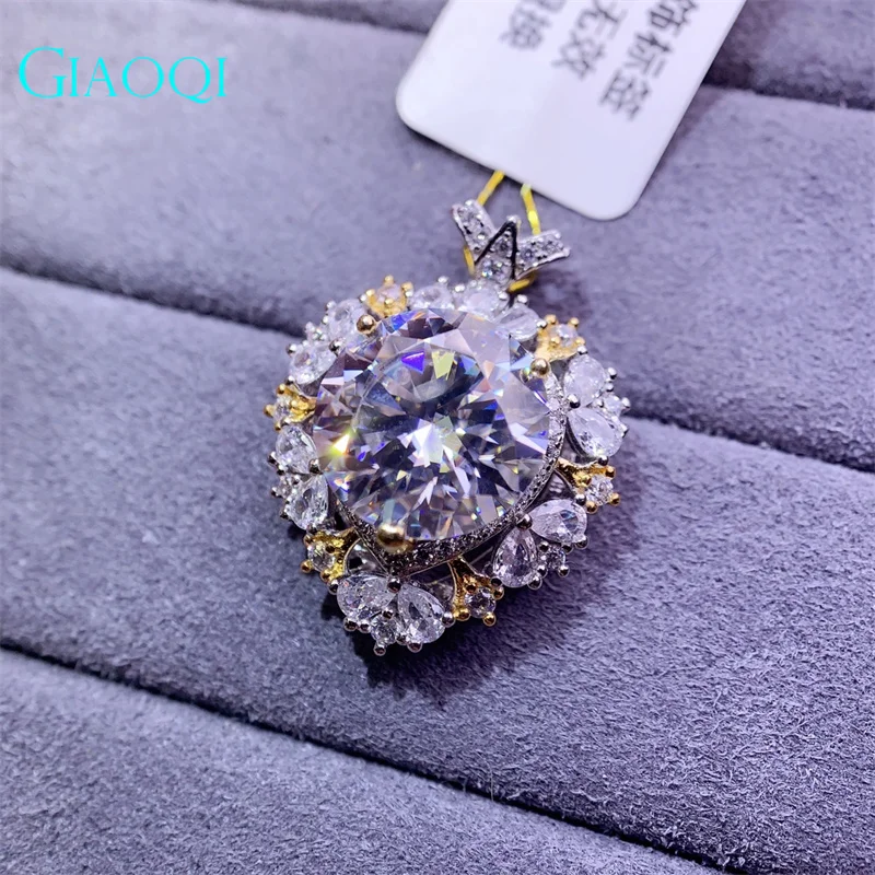 GIAOQI S925 Серебро 5 карат, подлинный бриллиант, Муассанитовое сердце цвета D, ожерелье с подвеской для женской принцессы Изображение 2