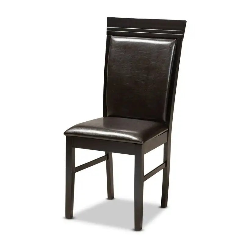 Обеденный комплект из 2 деревянных стульев, обитых темной тканью песочного цвета, выполненный в современном стиле, из 2 частей Изображение 2