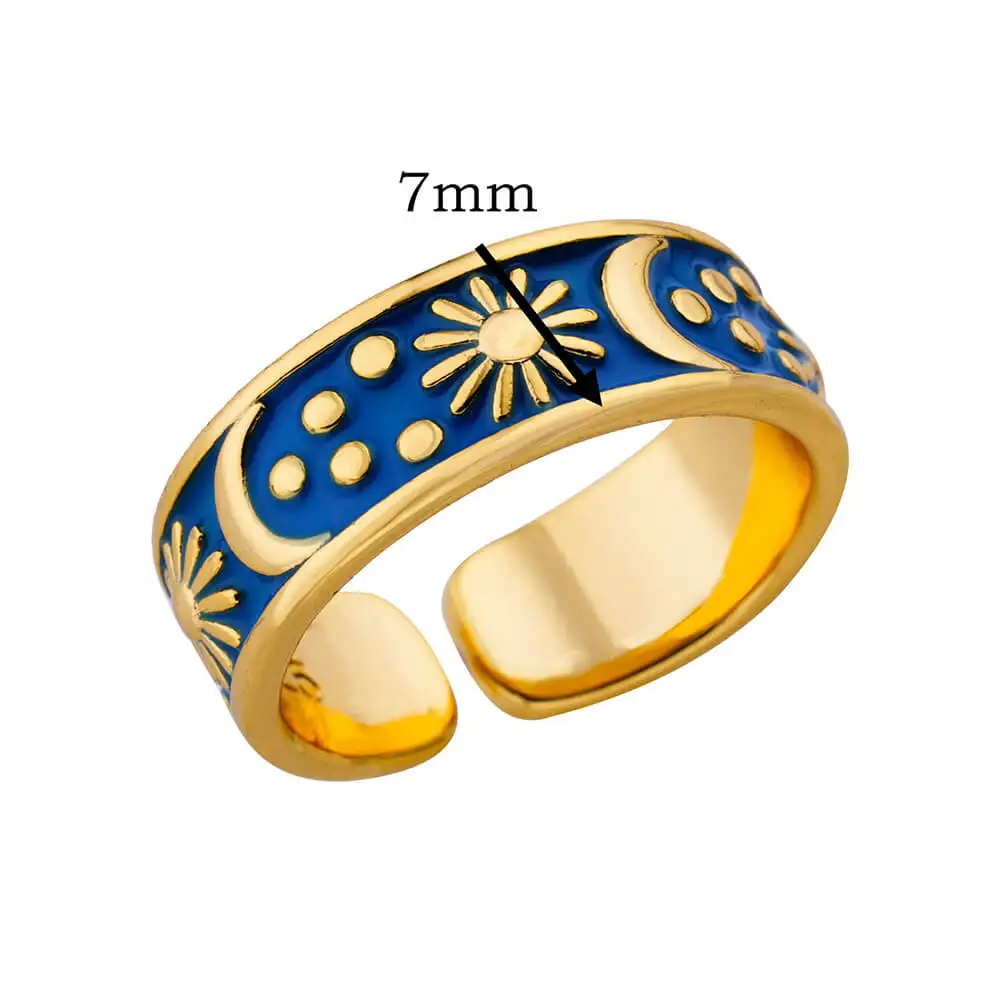 Новые кольца с эмалью in Sun для женщин Золотого цвета, кольцо с гравировкой из нержавеющей стали, обручальное кольцо для пары, эстетические украшения anillos mujer Изображение 5