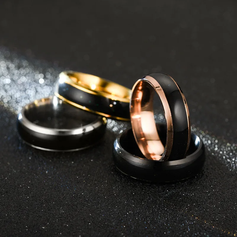 Кольцо из титановой стали для мужчин и женщин, меняющих цвет, кольцо настроения, пара модных ювелирных изделий, оптовая продажа, прямая поставка Изображение 1