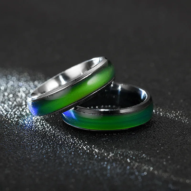 Кольцо из титановой стали для мужчин и женщин, меняющих цвет, кольцо настроения, пара модных ювелирных изделий, оптовая продажа, прямая поставка Изображение 5