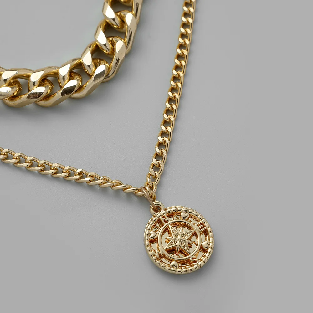 Винтажное многослойное ожерелье с монетами в виде букв 2023 года для мужчин, геометрическая толстая цепь, колье, воротник, ожерелье, ювелирные изделия Изображение 5