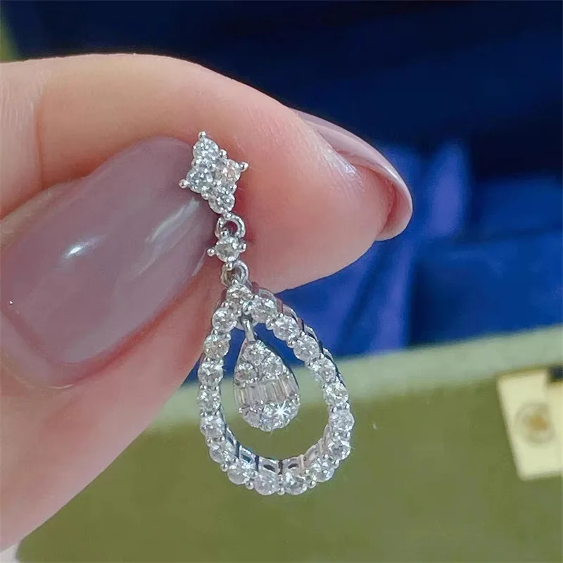 Классическое ожерелье из стерлингового серебра 925 пробы с цепочкой из белого сапфира, свадебные ожерелья для женщин, свадебные украшения Изображение 0
