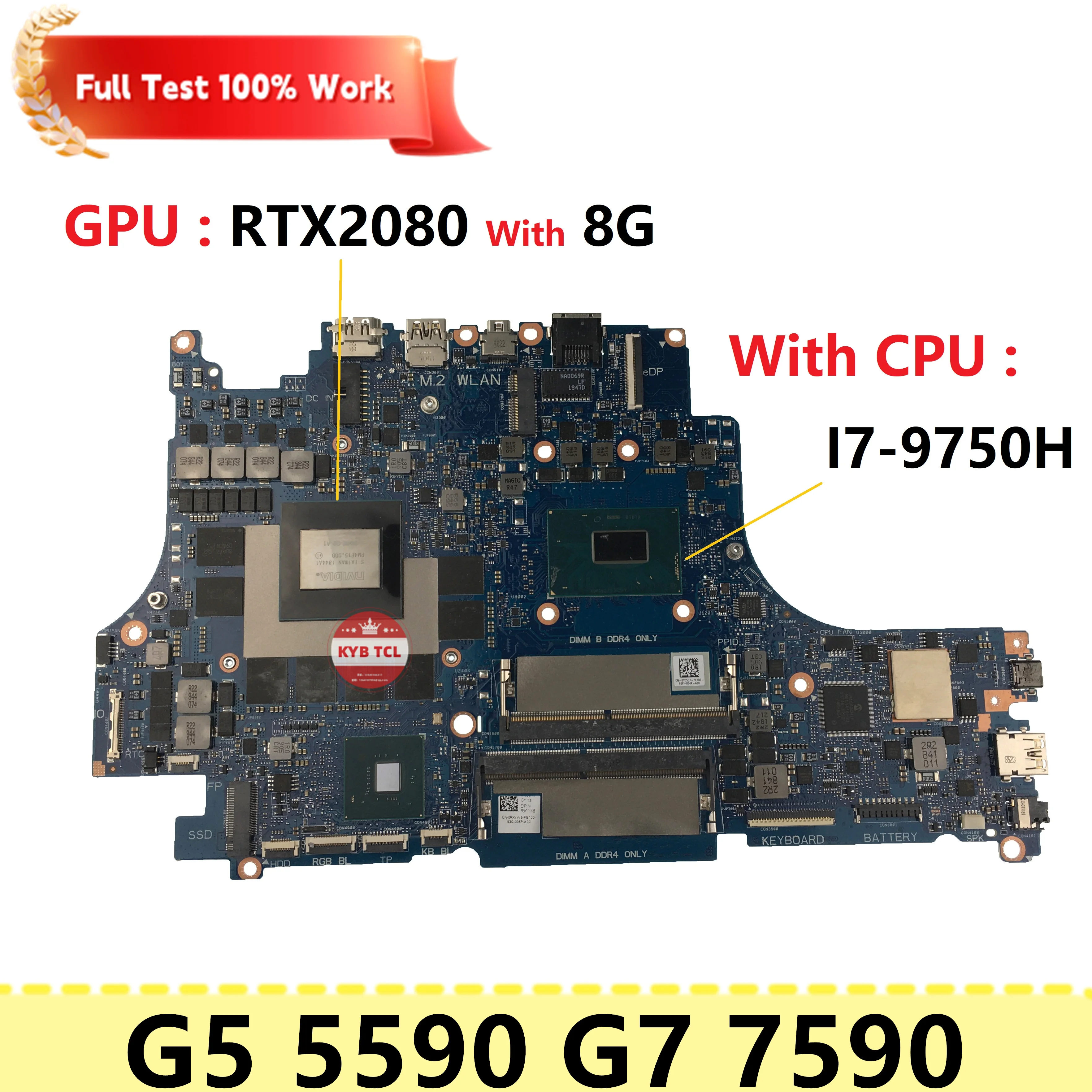 Для Dell G5 5590 G7 7590 Материнская плата ноутбука CN-0PNVXJ 0WJH3G 0PNVXJ 082FK6 0YC5C7 Материнская плата I7-8750H I7-9750H Ноутбук RTX2070 Изображение 5