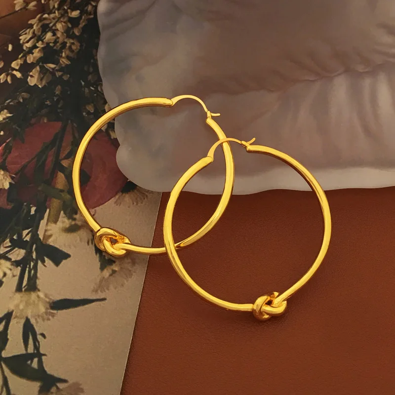 Модные украшения Европейского и американского дизайна, Золотые серьги-кольца для женщин, Тренд 2023 года, Новые Горячие Аксессуары для ушей Изображение 1