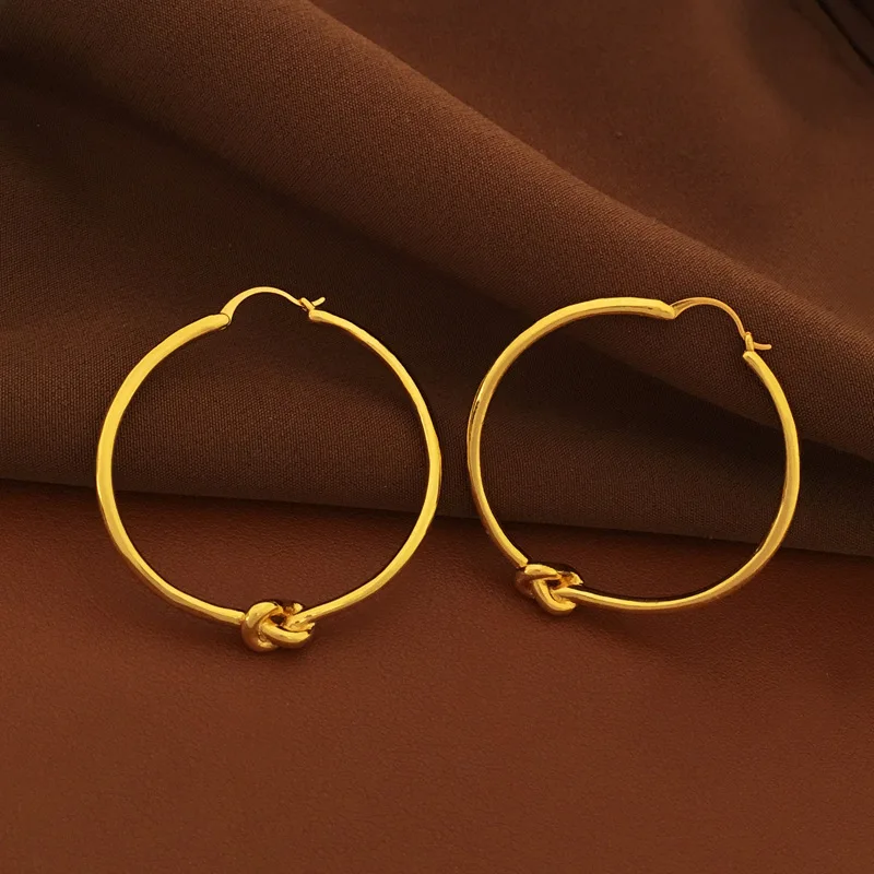 Модные украшения Европейского и американского дизайна, Золотые серьги-кольца для женщин, Тренд 2023 года, Новые Горячие Аксессуары для ушей Изображение 2