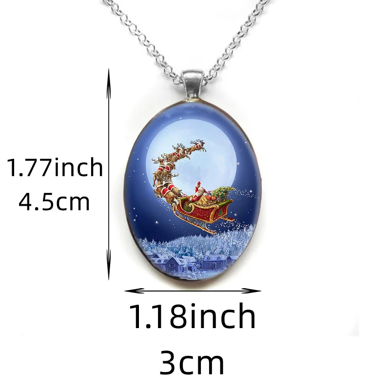 Модное и креативное женское ожерелье с подвеской Тренд Красивое рождественское ожерелье с овальным кулоном Санта Клауса, ювелирные изделия, подарок для вечеринки Изображение 3