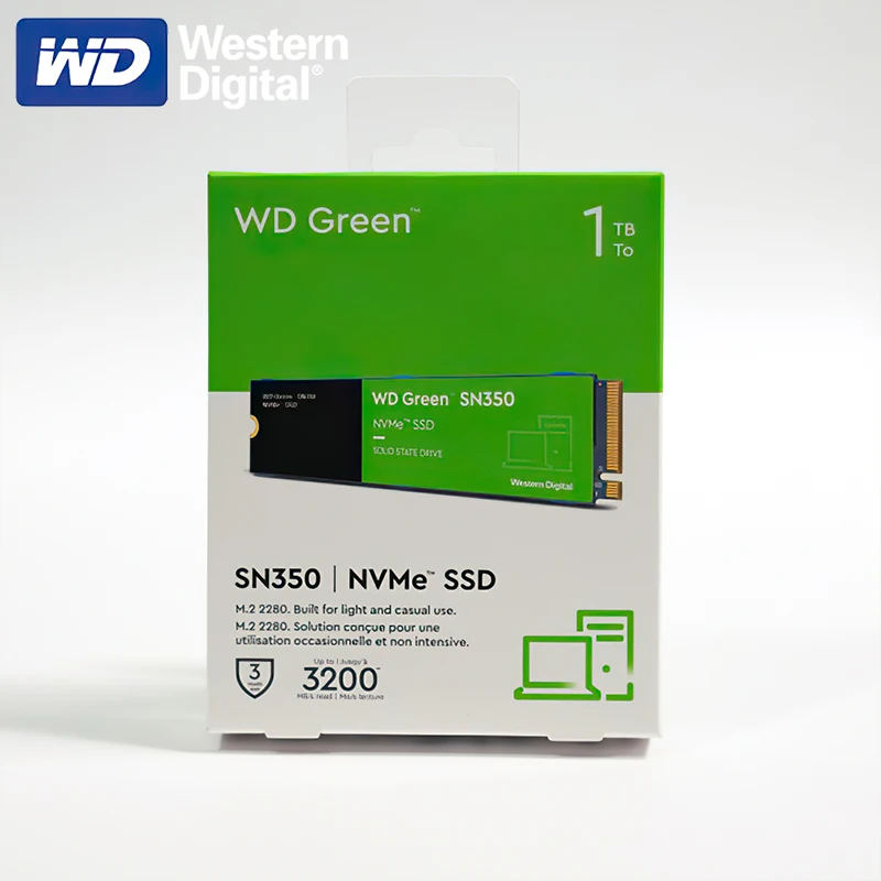 Western Digital Green SN350 100% Новый Оригинальный 250 ГБ 500 ГБ 1 ТБ 2 ТБ Встроенный Компьютерный SSD M.2 2280 Со скоростью до 3200 Мбит/с Изображение 4