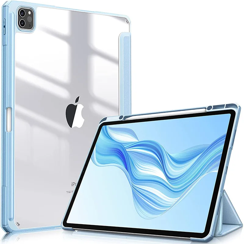 Подходит для iPad Pro12.9, плоский чехол с тремя складками, простой и модный акриловый защитный чехол для iPad Pro11 10th Air4 /5 Изображение 0
