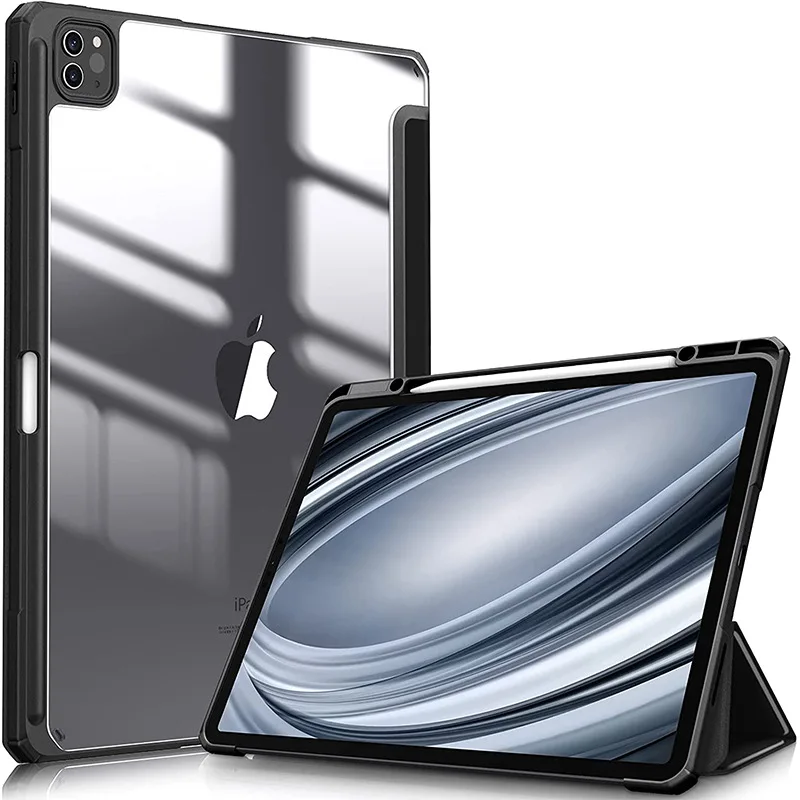 Подходит для iPad Pro12.9, плоский чехол с тремя складками, простой и модный акриловый защитный чехол для iPad Pro11 10th Air4 /5 Изображение 4