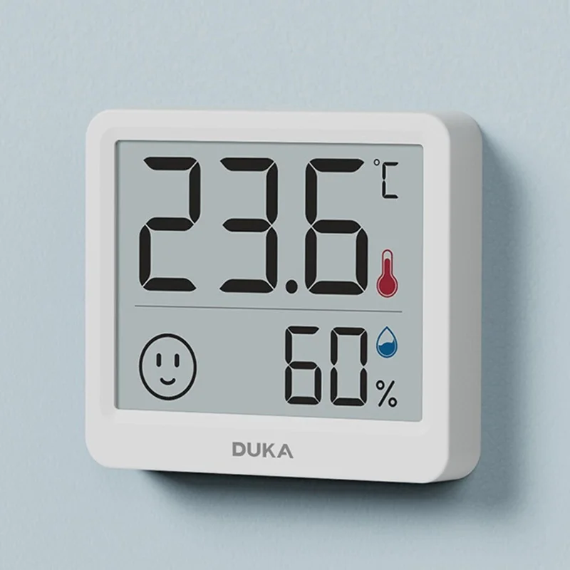 DUKA Atuman, 2,5-дюймовый мини-ЖК-цифровой термометр-гигрометр, электронный датчик температуры в помещении, гигрометр с дисплеем для улыбающегося лица Изображение 1