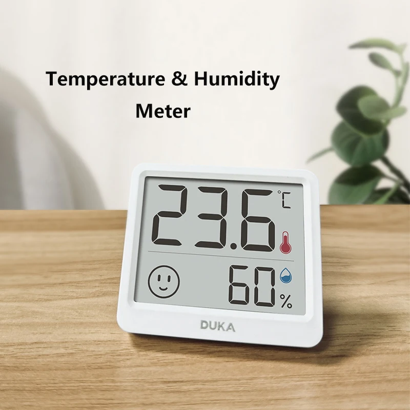 DUKA Atuman, 2,5-дюймовый мини-ЖК-цифровой термометр-гигрометр, электронный датчик температуры в помещении, гигрометр с дисплеем для улыбающегося лица Изображение 2