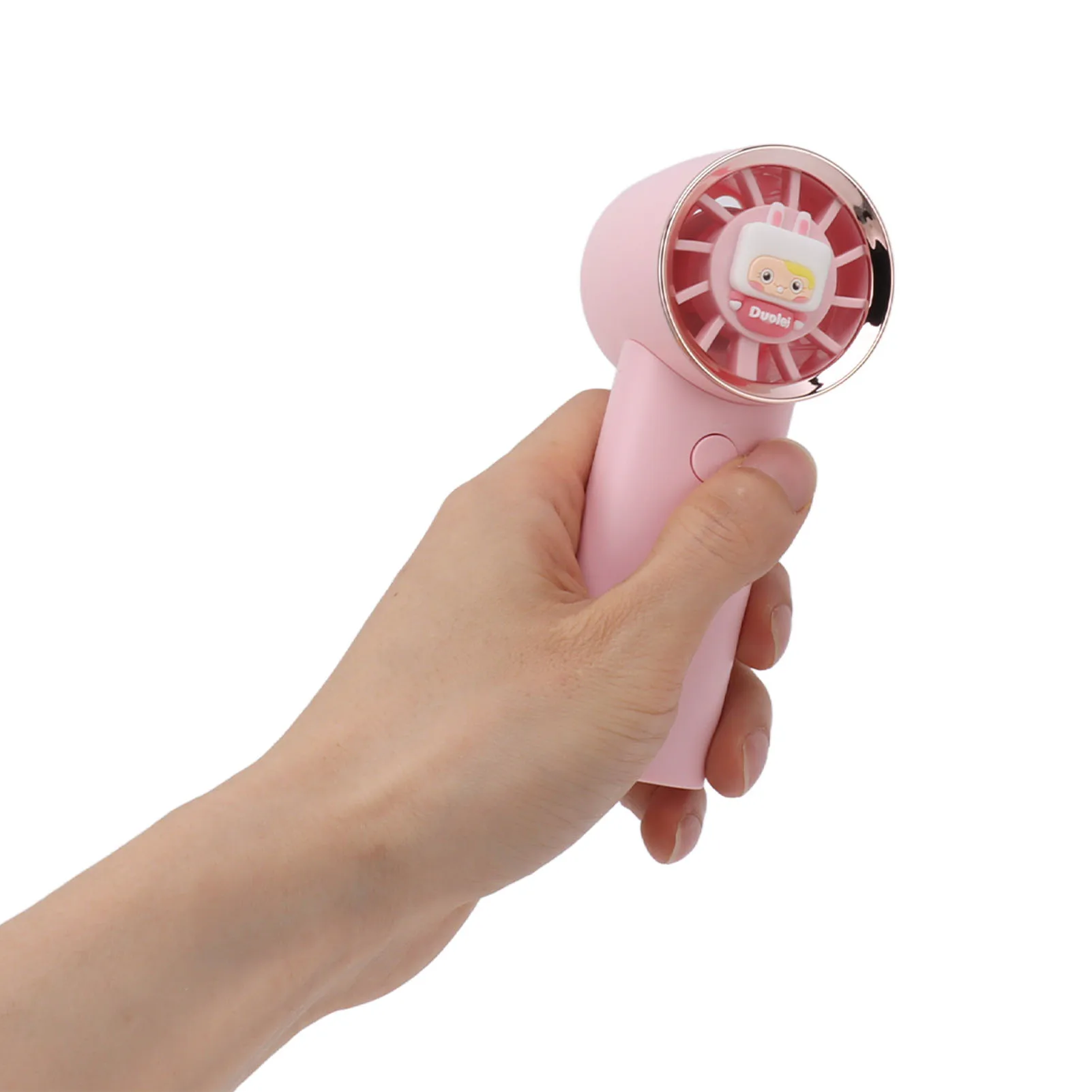 Портативный маленький вентилятор Розовый ручной турбинный вентилятор для фитнеса для покупок Изображение 1