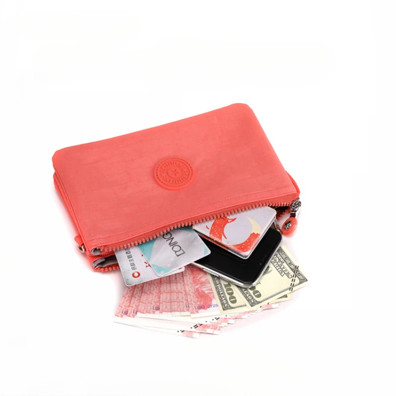 Женский холщовый кошелек, многослойная портативная сумочка для монет, сумка для телефона, нейлоновая губная помада большого размера, сумки для хранения кредитных карт, удостоверения личности Изображение 2