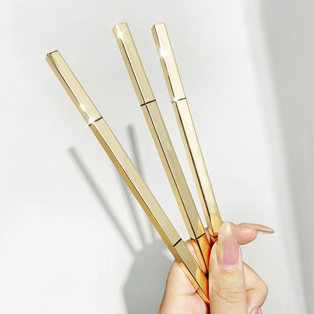 Маленький золотой слиток, двуглавый карандаш для бровей, водонепроницаемый, защищающий от пота, легко наносится, не размазывается, частная торговая марка, индивидуальный объемный макияж Изображение 2