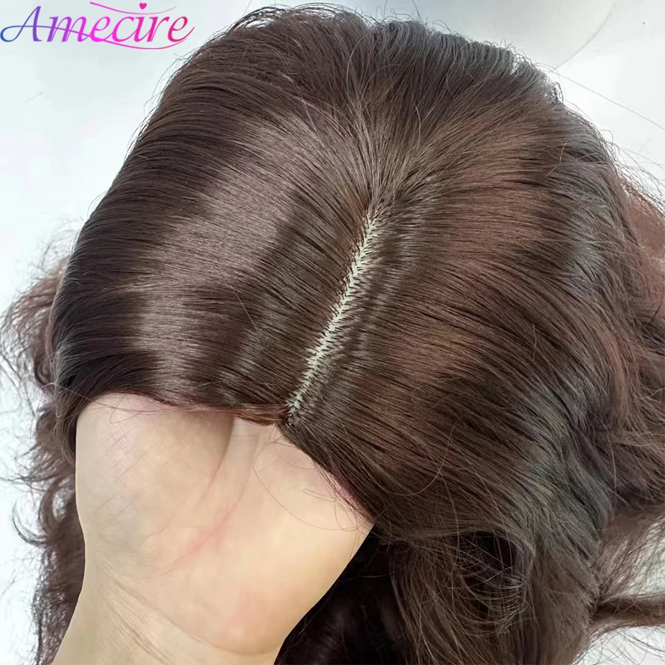 Коричневый парик из синтетических волос для чернокожих женщин, объемная волна, средняя часть, цветной кудрявый парик цвета Омбре, короткие афро-кудрявые парики с челкой Изображение 5