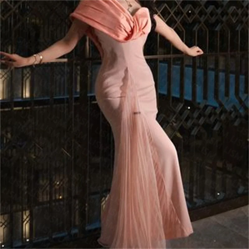 LISM 2023 Розовые вечерние платья для выпускного вечера с одним плечом, шифоновые платья для встречи выпускников без рукавов длиной до щиколоток, плюс размер одежды, сшитой на заказ Изображение 2