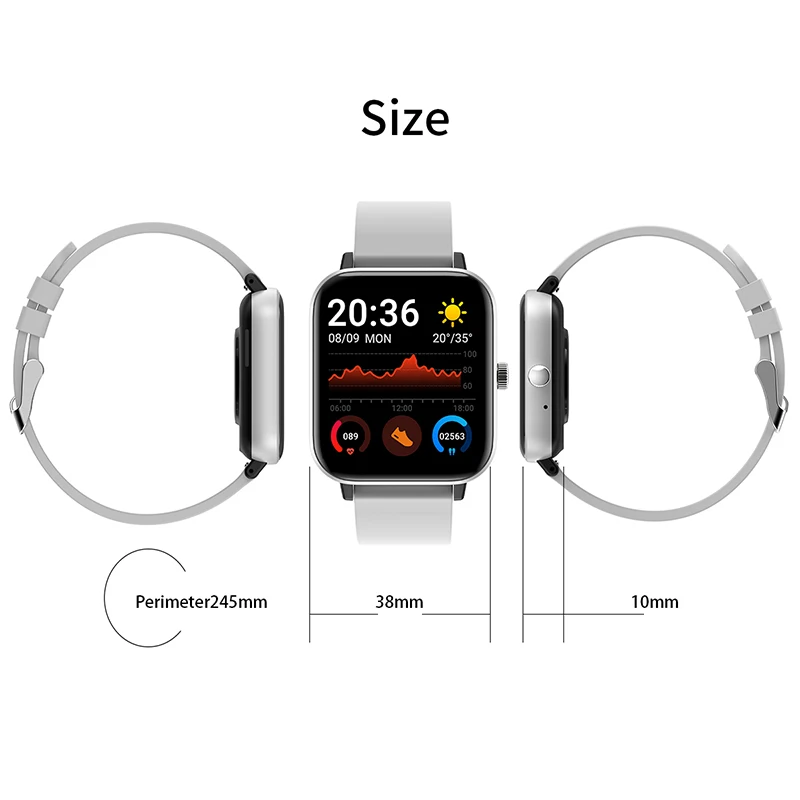 2023 Новый GT20 Bluetooth Call, мужские смарт-часы, мужские модные часы с сенсорным экраном с диагональю 1,69 дюйма, измеряющие артериальное давление, спортивные умные часы для мужчин Изображение 5
