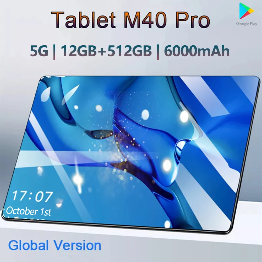 Оригинальный планшет M40 Pro 10,1 Дюймов 12 ГБ ОЗУ 512 ГБ ПЗУ планшет Android 10 Core Pad Планшетный ПК Телефон С Двойным Wifi планшетом Android Изображение 0