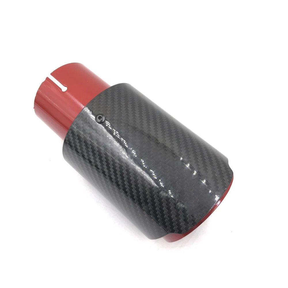 Один шт выхлопной наконечник 63 мм на входе (89 мм на выходе) Углеродное волокно + красная краска Универсальный глушитель выхлопного наконечника из нержавеющей стали Изображение 3