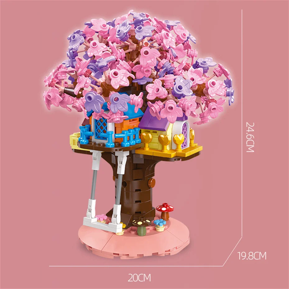 Дом на дереве Блоки 628шт Розовый Романтический дом на дереве Строительные блоки Кирпичи Строительные игрушки Подарки для влюбленных девочек Изображение 5