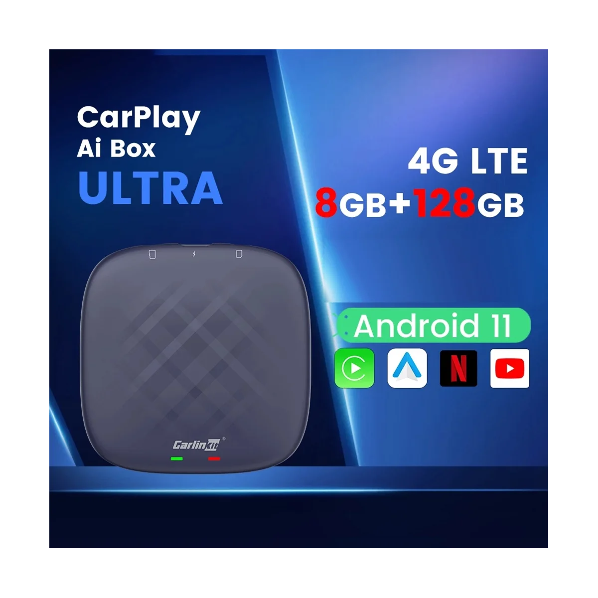 CarlinKit Carplay Mini Ai Box Беспроводной CarPlay Android 11, 8 + 128 Г Автоматический Мультимедийный плеер 4GLTE WIFI Аудио GPS Netflix YouTube Изображение 2
