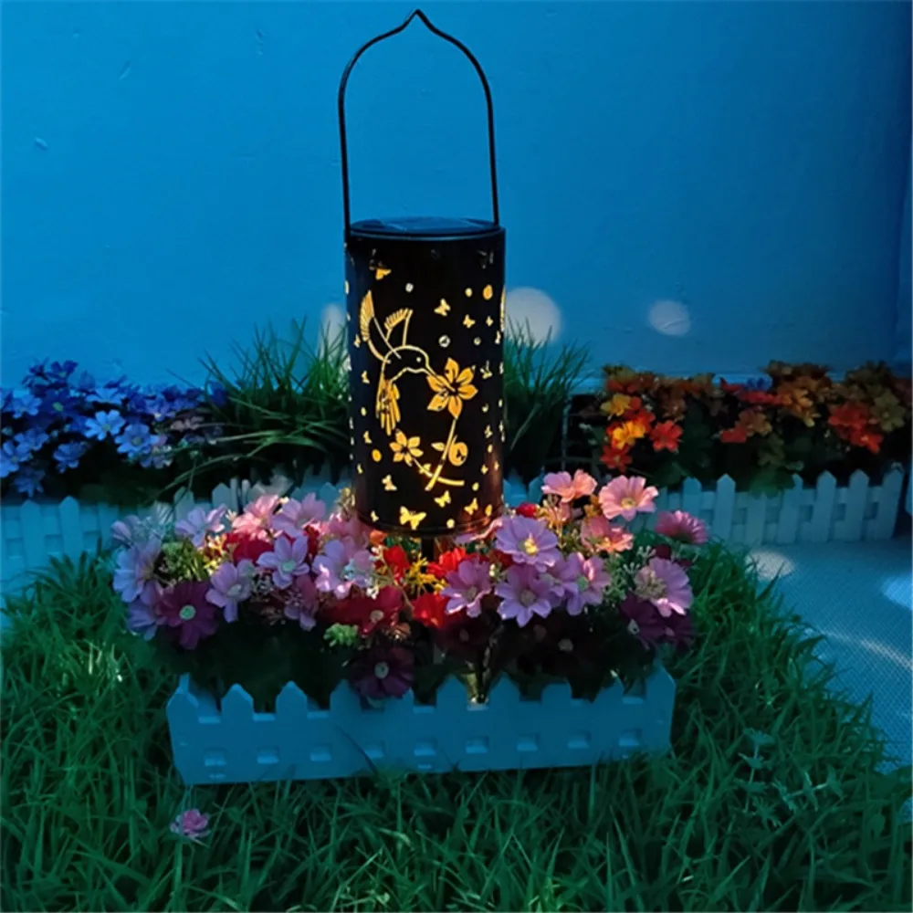 Солнечная проекционная лампа Hummingbird Butterfly, Железная Полая Вилла, сад, внутренний двор, солнечные фонари Могут быть наземными подвесными светильниками Изображение 3