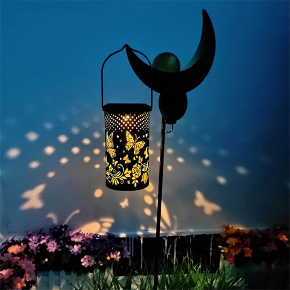 Солнечная проекционная лампа Hummingbird Butterfly, Железная Полая Вилла, сад, внутренний двор, солнечные фонари Могут быть наземными подвесными светильниками Изображение 4