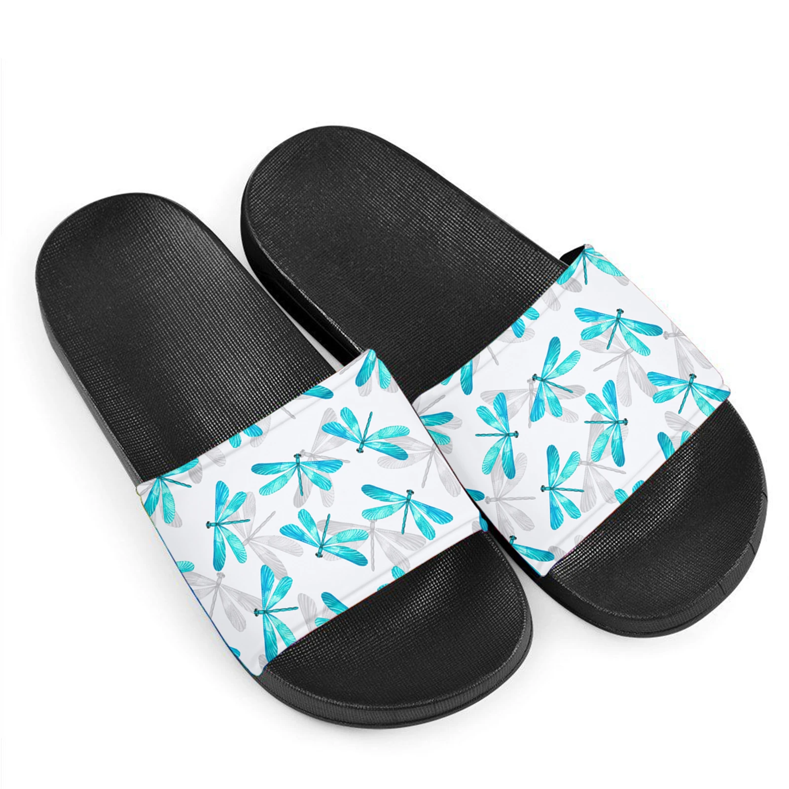 Женские летние тапочки ELVISWORDS Blue Dragonfly, удобные тапочки на мягкой подошве, нескользящие тапочки для ванной, пара, Chaussure Изображение 1