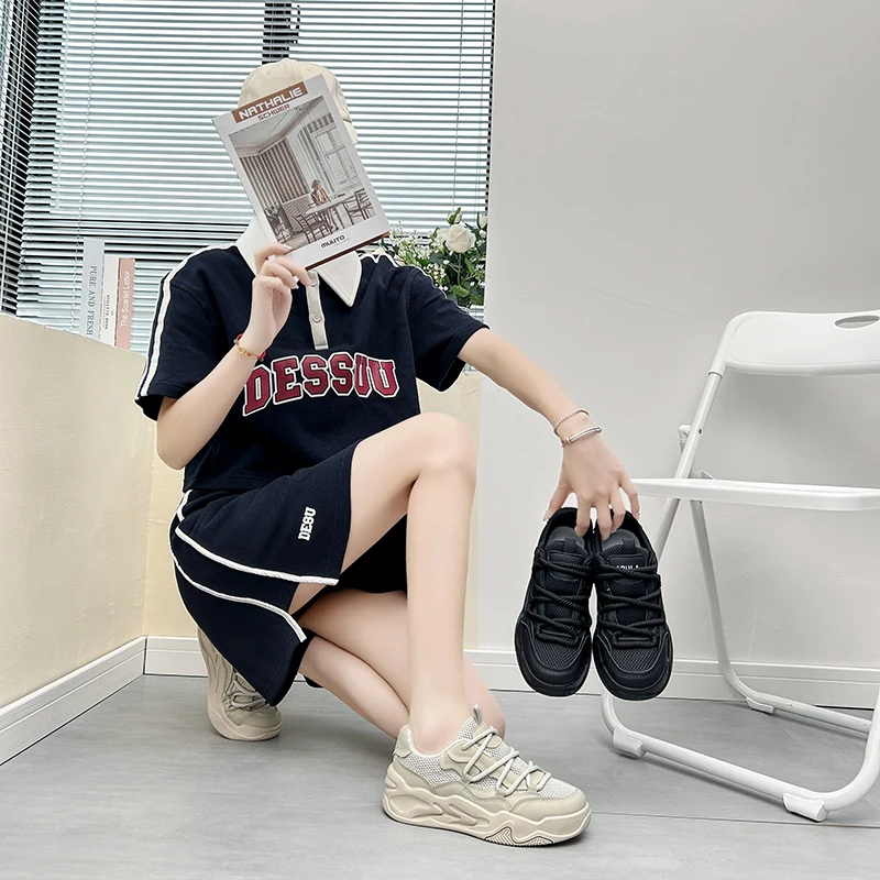 Женская обувь для папы, массивные кроссовки 2023, сетчатая спортивная обувь на толстой подошве, модная повседневная женская обувь для женщин, теннисные женские кроссовки Изображение 3