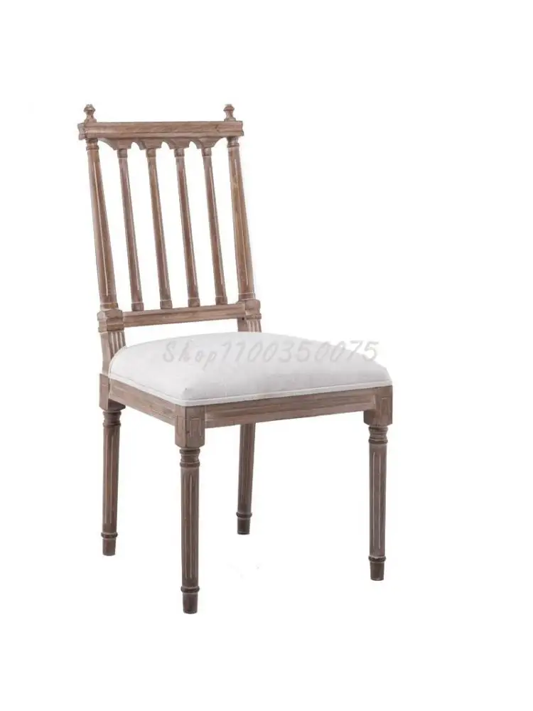 Изготовленный на заказ стул в стиле французского кантри в стиле ретро, Простая спинка из цельного дерева, Новый китайский Скандинавский ресторанный Дизайнерский обеденный стул Изображение 0