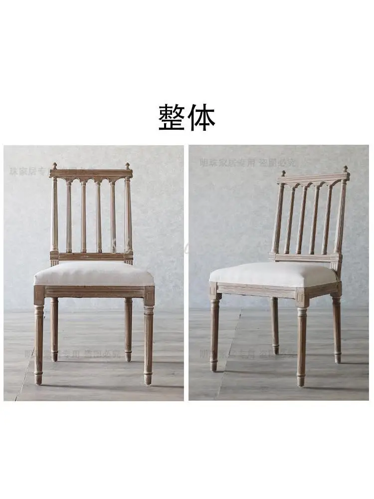 Изготовленный на заказ стул в стиле французского кантри в стиле ретро, Простая спинка из цельного дерева, Новый китайский Скандинавский ресторанный Дизайнерский обеденный стул Изображение 4