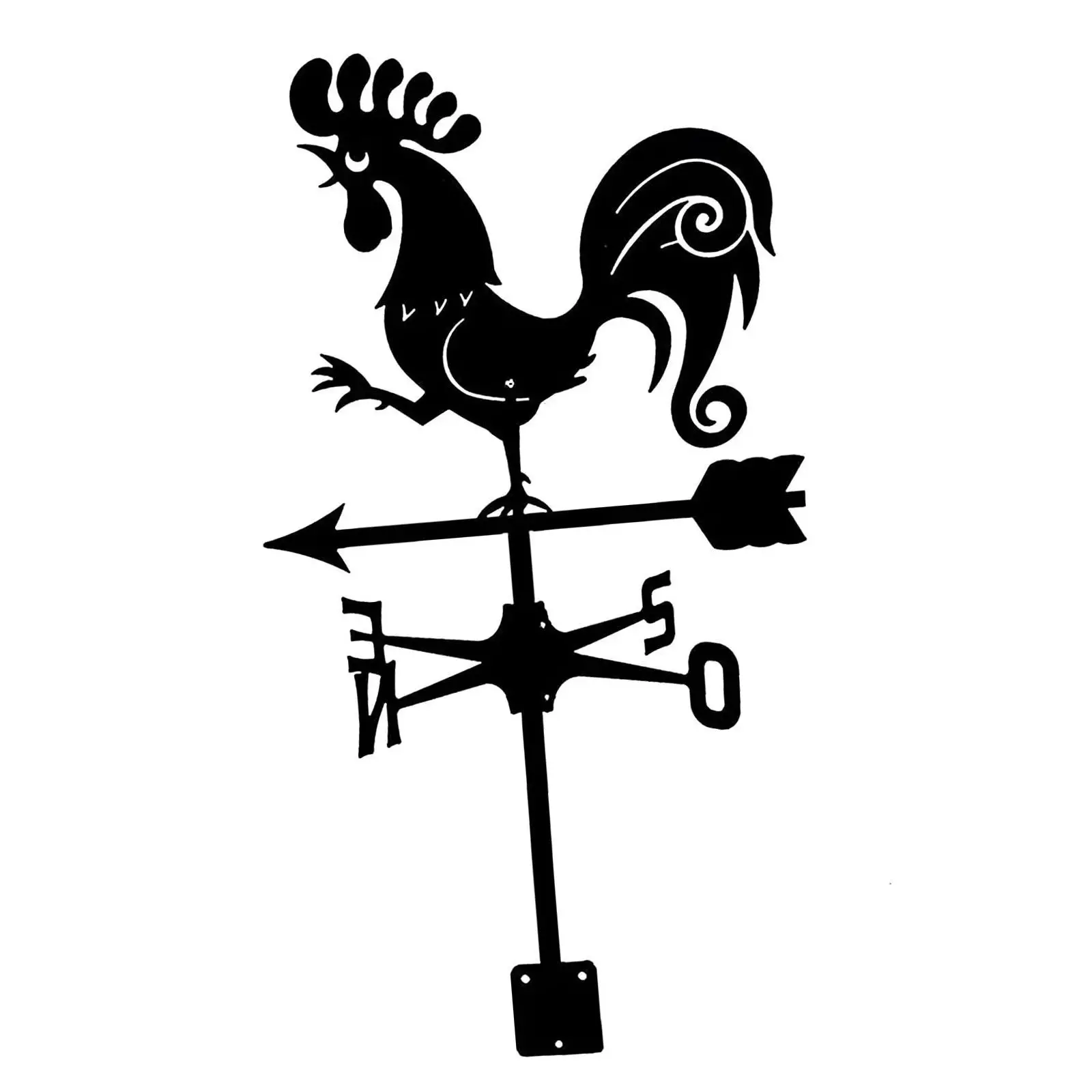Черный флюгер из кованого железа Декоративно-прикладного искусства, указатель направления кола, украшение для наружного украшения сада фермерского дома, сарая Изображение 0