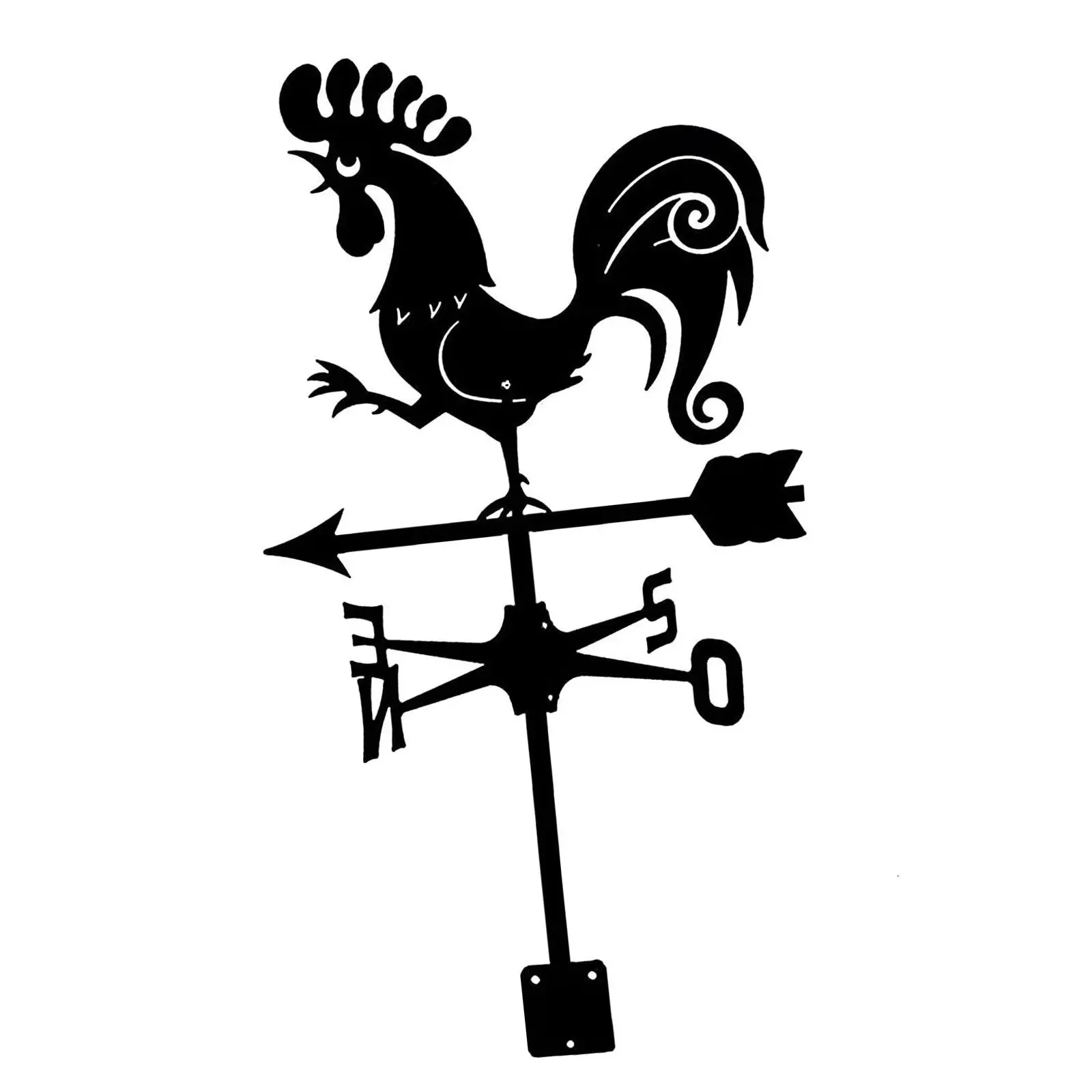 Черный флюгер из кованого железа Декоративно-прикладного искусства, указатель направления кола, украшение для наружного украшения сада фермерского дома, сарая Изображение 1